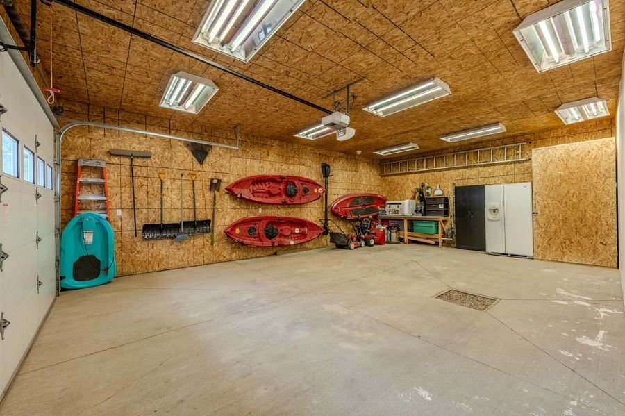 Oversized garage interior — huge storage space