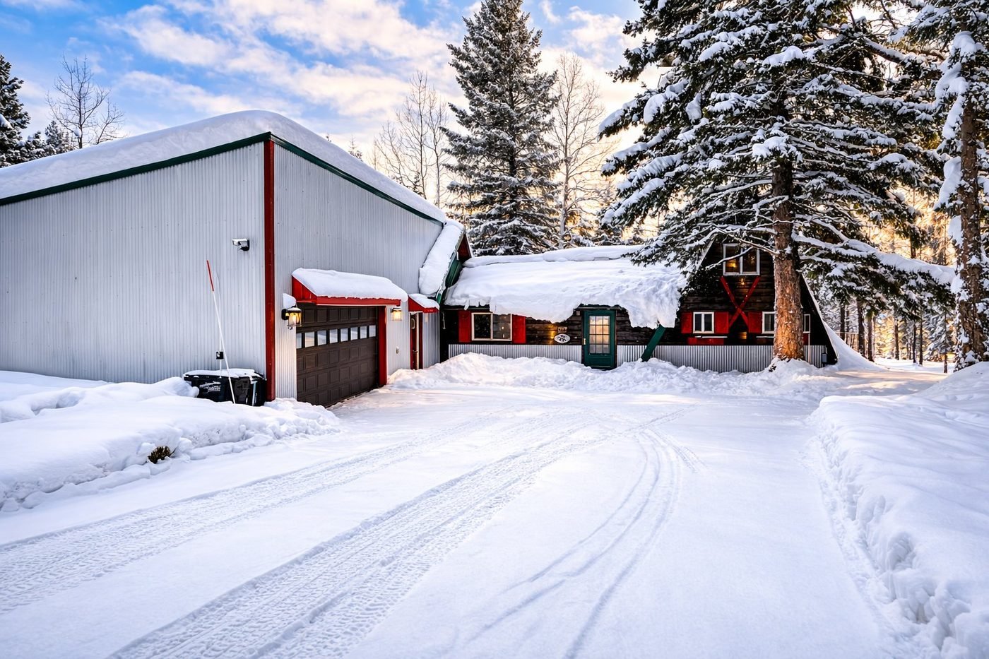 Lazy Moose Lodge in winter snow — Island Park Idaho
