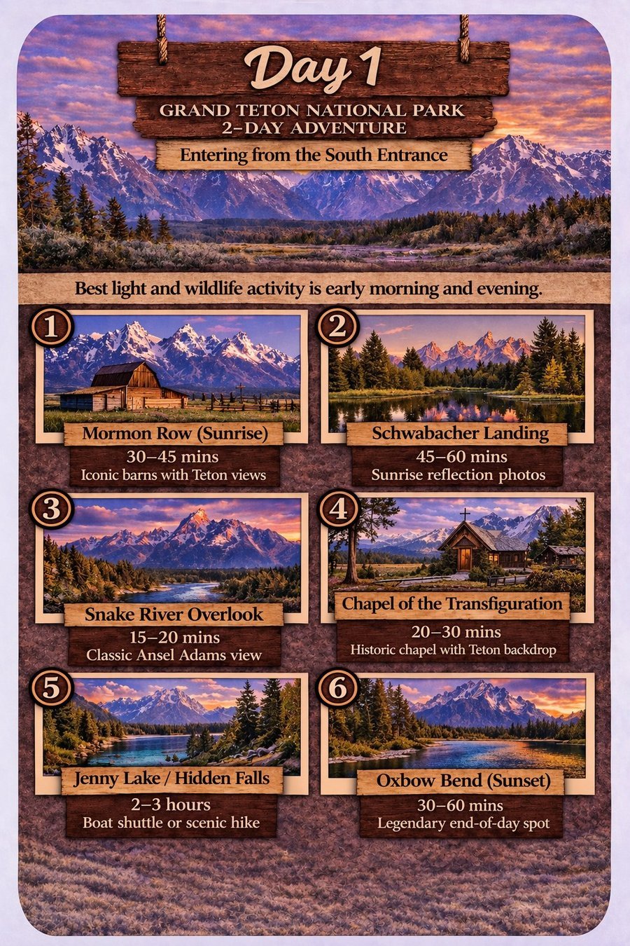 Grand Teton Day 1 — Classic Highlights entering from South Entrance