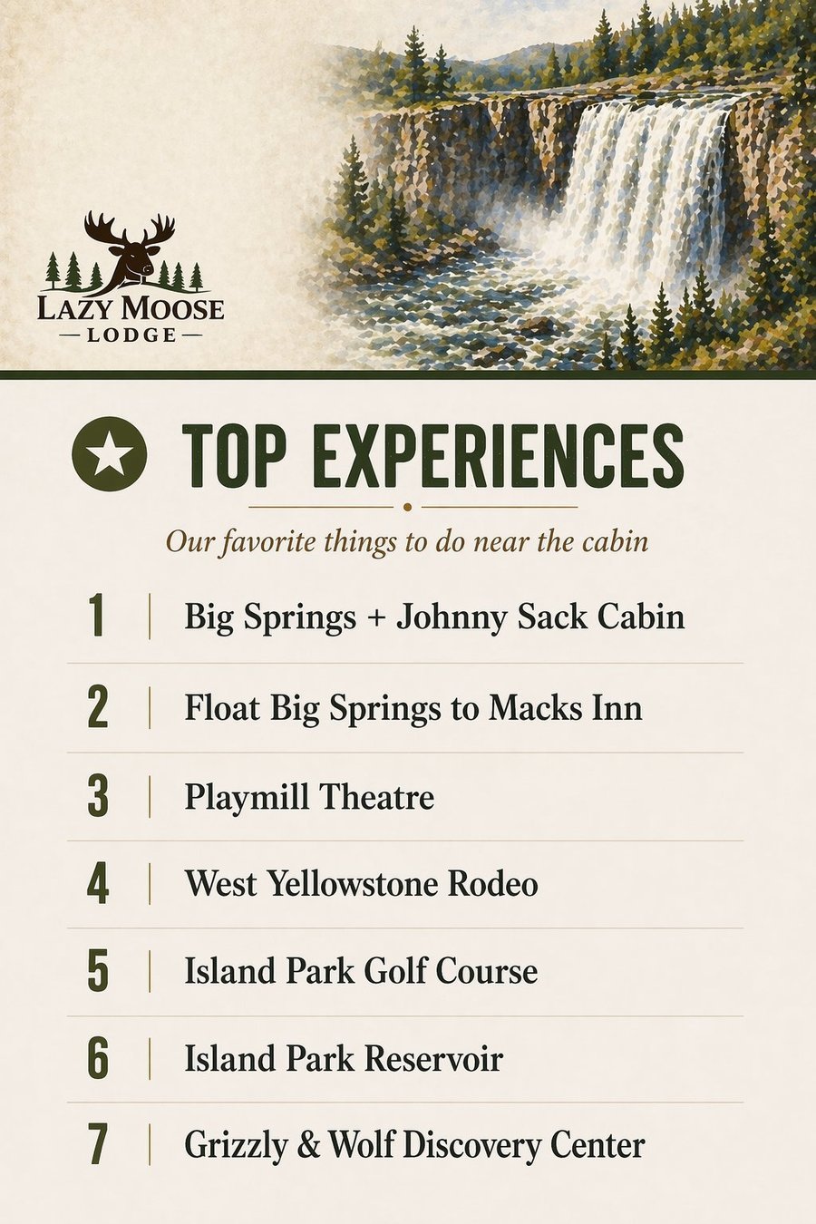 Top Experiences near Lazy Moose Lodge — Big Springs, Float, Playmill Theatre
