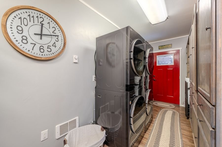 Entry hallway with barn door