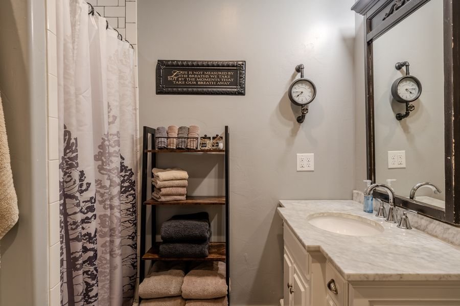 Master bathroom vanity and shower