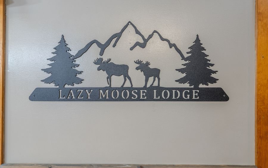 Lazy Moose Lodge metal sign